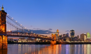 Bridge to downtown over river