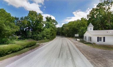 Country road, rustic church