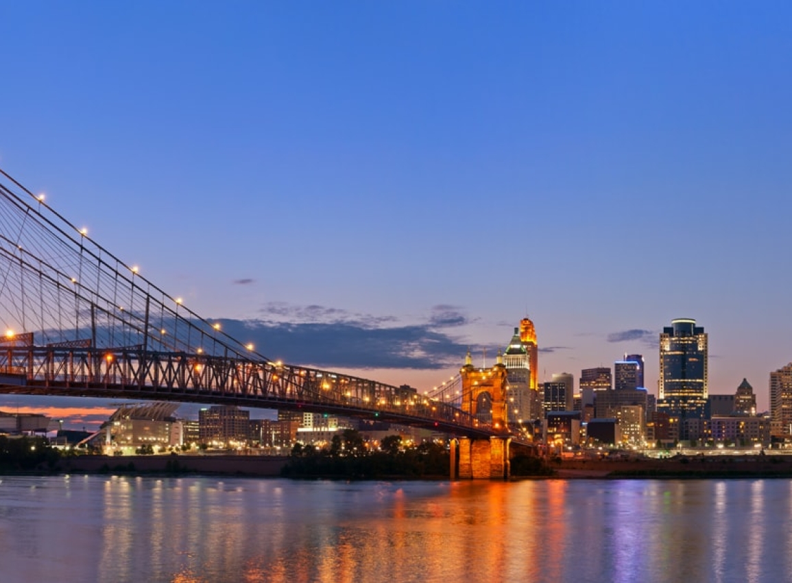 Bridge to downtown over river